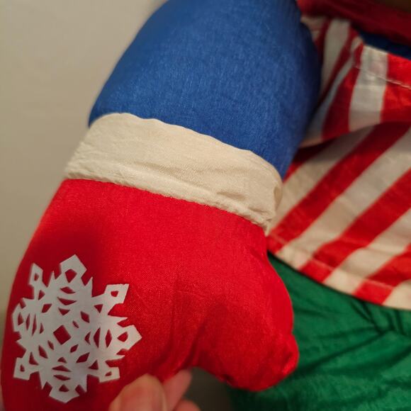 Vintage Christmas Bear Plush 90s Nylon Puffy 19" Holiday Toy Retro Jingle Bells - Picture 4 of 12